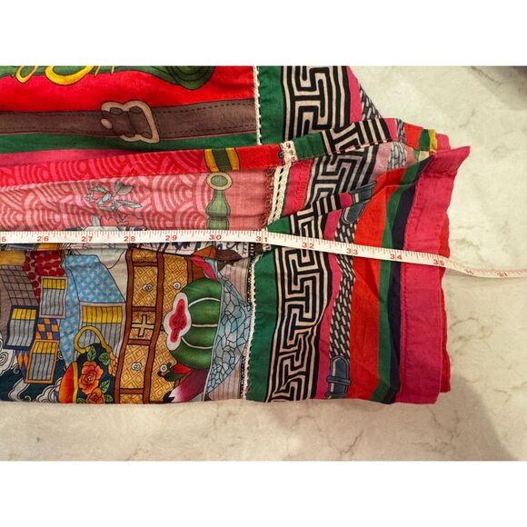 Khaadi Red Printed Cotton Tunic Dress Pearl Button Detail Size 10 - Picture 6 of 9